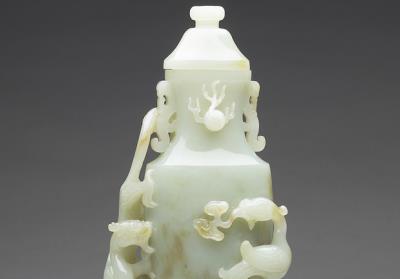 图片[2]-Jade lidded Zun vessel with dragon and phoenix decor, Qing dynasty (1644-1911)-China Archive